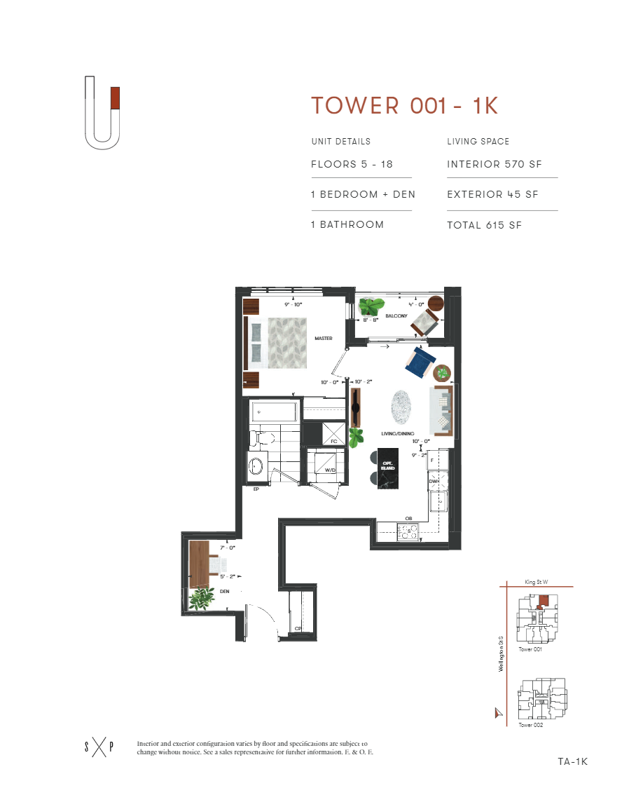 Union Towers Phase 1 Tower 001 1K Floor Plan, Kitchener ON Livabl