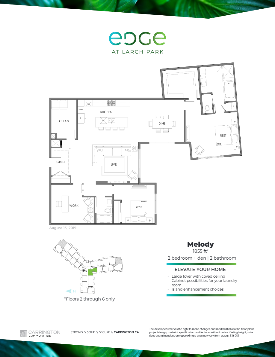 Melody floor plan at Edge at Larch Park Building 1 in Edmonton, AB