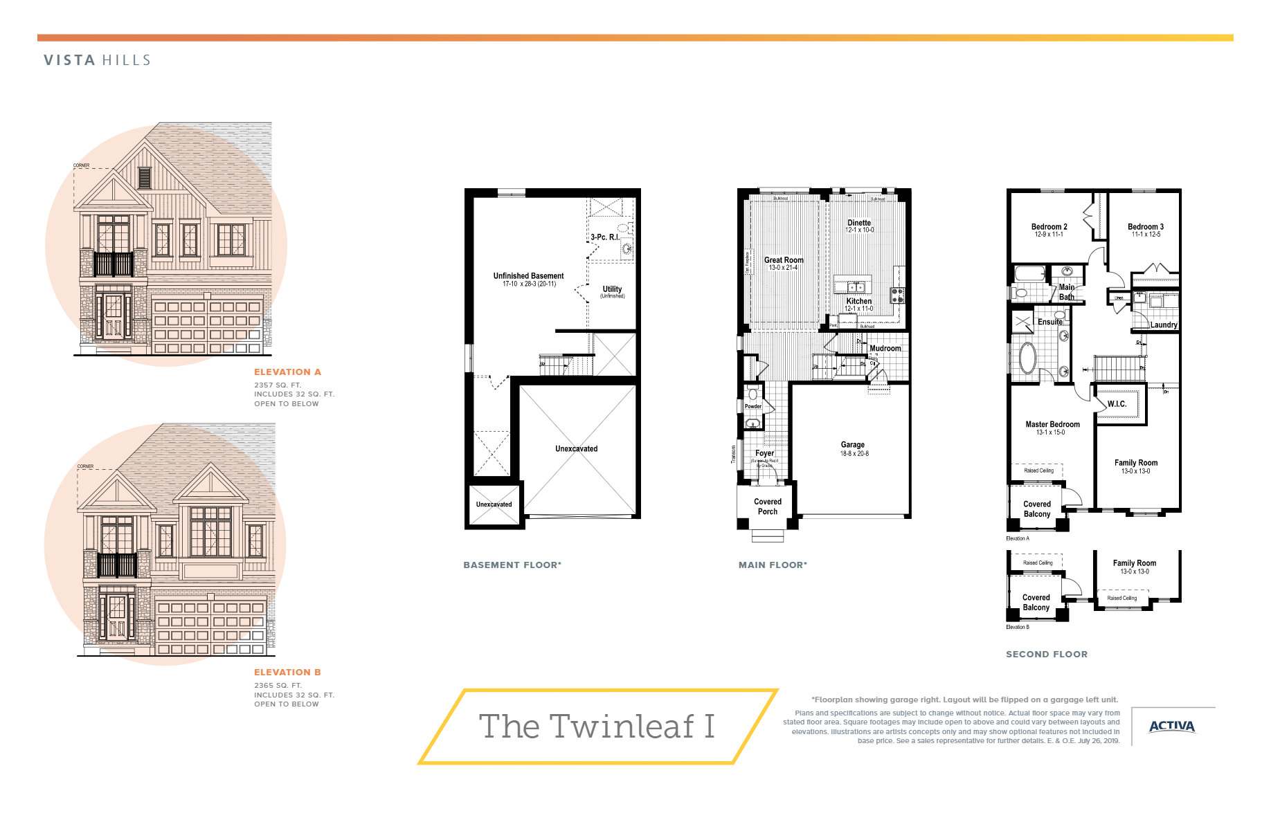 The Twinleaf I floor plan at Vista Hills in Waterloo, ON
