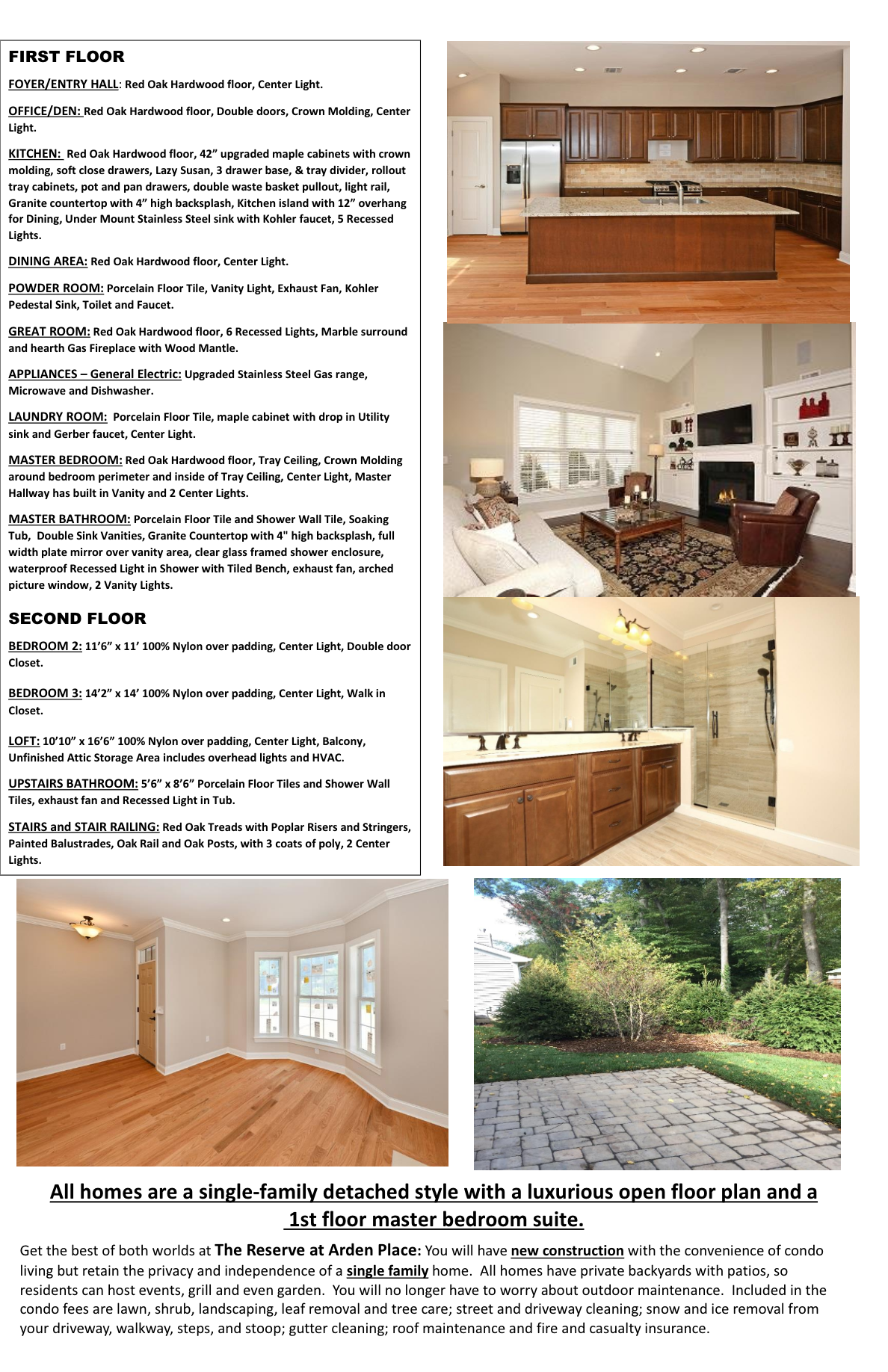 The Reserve at Arden Place Active Adult Condo Lot 12 Floor Plans