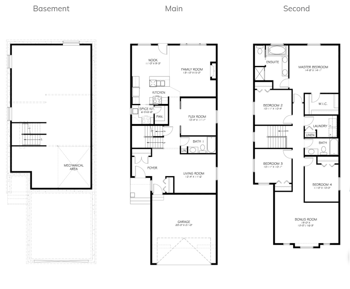 Bonnington floor plan at Saddlestone in Calgary, AB
