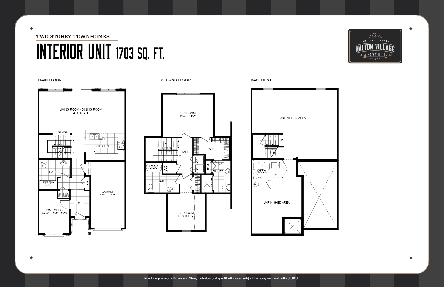 Interior Unit floor plan at Halton Village Station in Halton Hills, ON