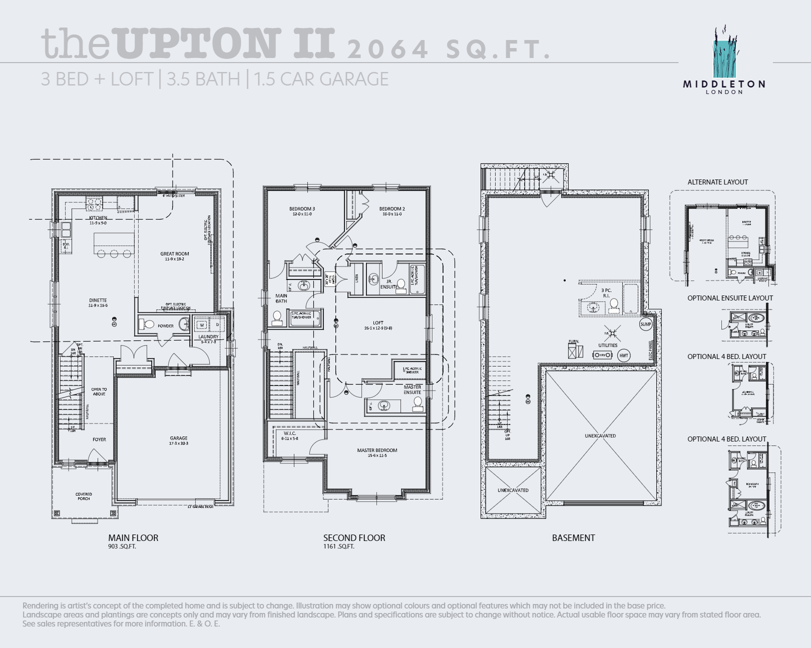 The Upton II floor plan at Middleton in London, ON