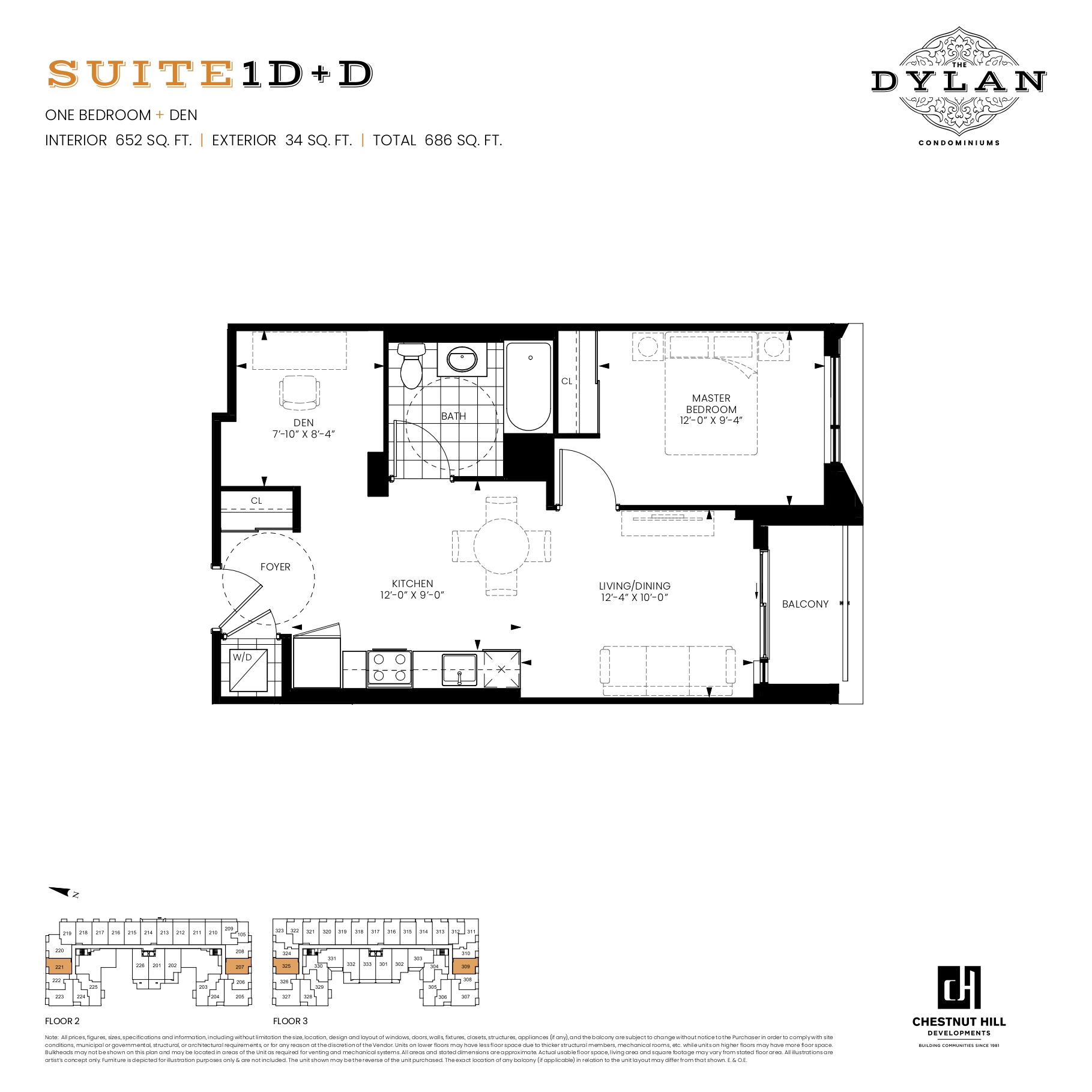 The Dylan Condominiums 1D+D (BF) Floor Plans and Pricing