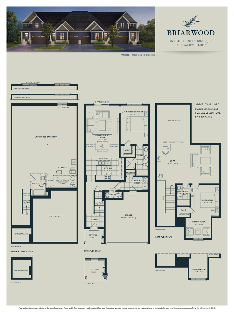Briarwood Interior Unit floor plan at Trailside Towns in Niagara