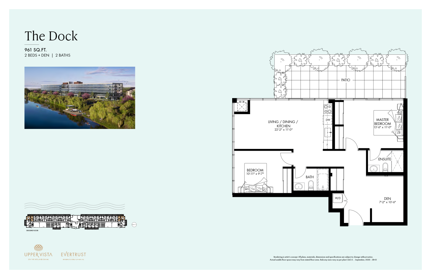The Dock floor plan at Upper Vista Welland in Welland, ON