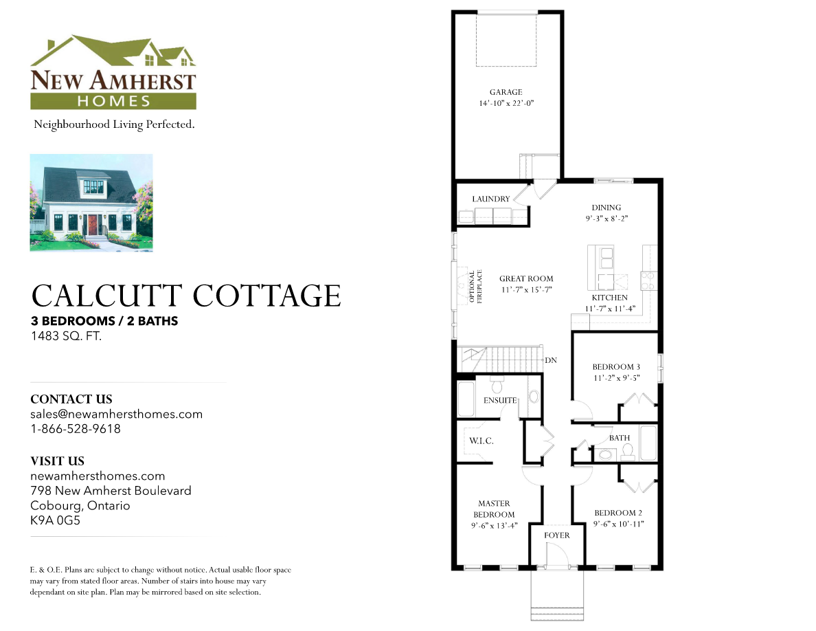 New Amherst Village Calcutt Cottage Floor Plan, Cobourg ON Livabl