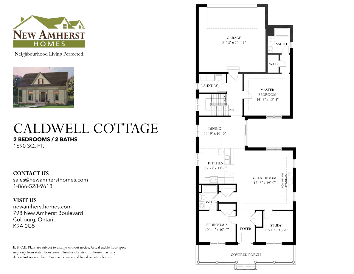 New Amherst Village Caldwell Cottage Floor Plan, Cobourg ON Livabl