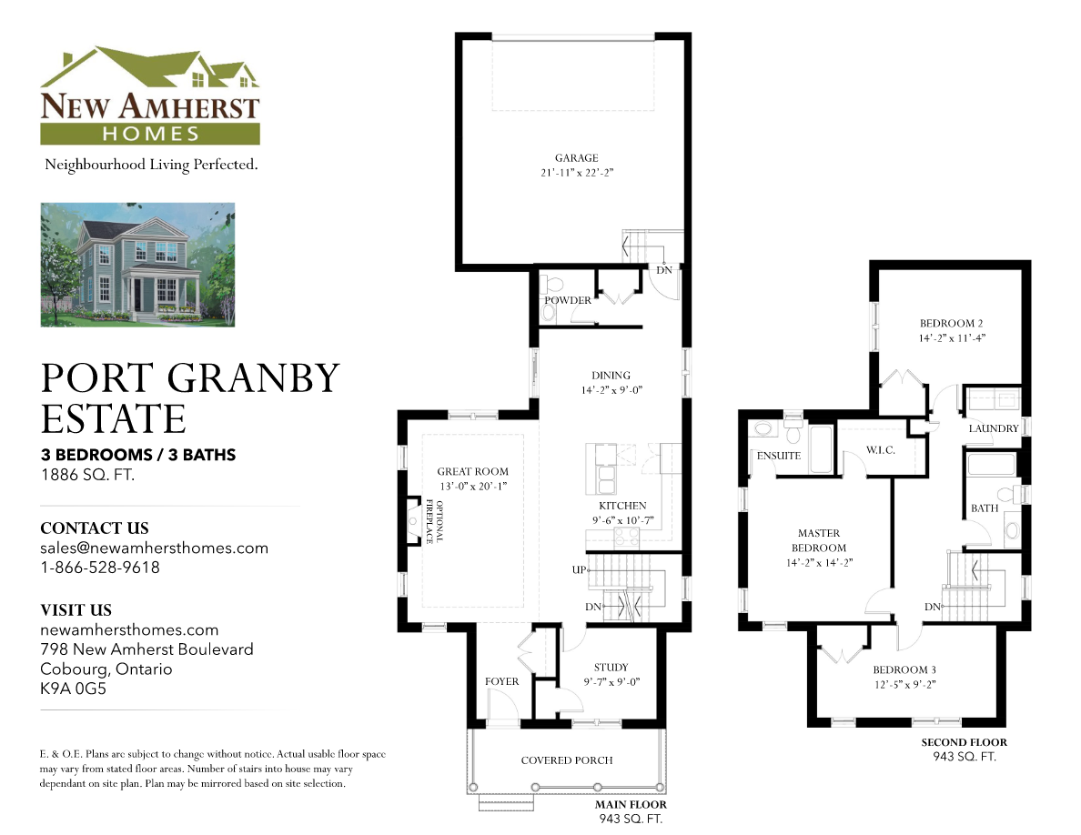 New Amherst Village Port Granby Estate Floor Plan, Cobourg ON Livabl