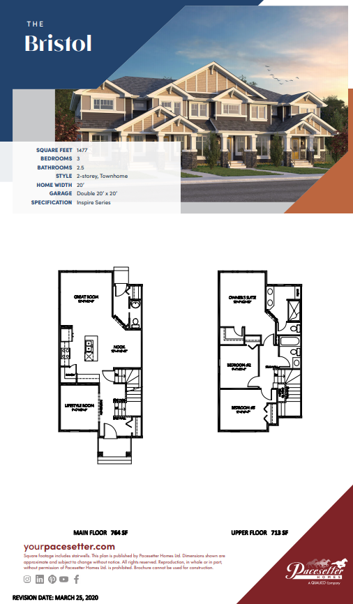 Walker Summit Townhomes Bristol Floor Plan, Edmonton AB Livabl