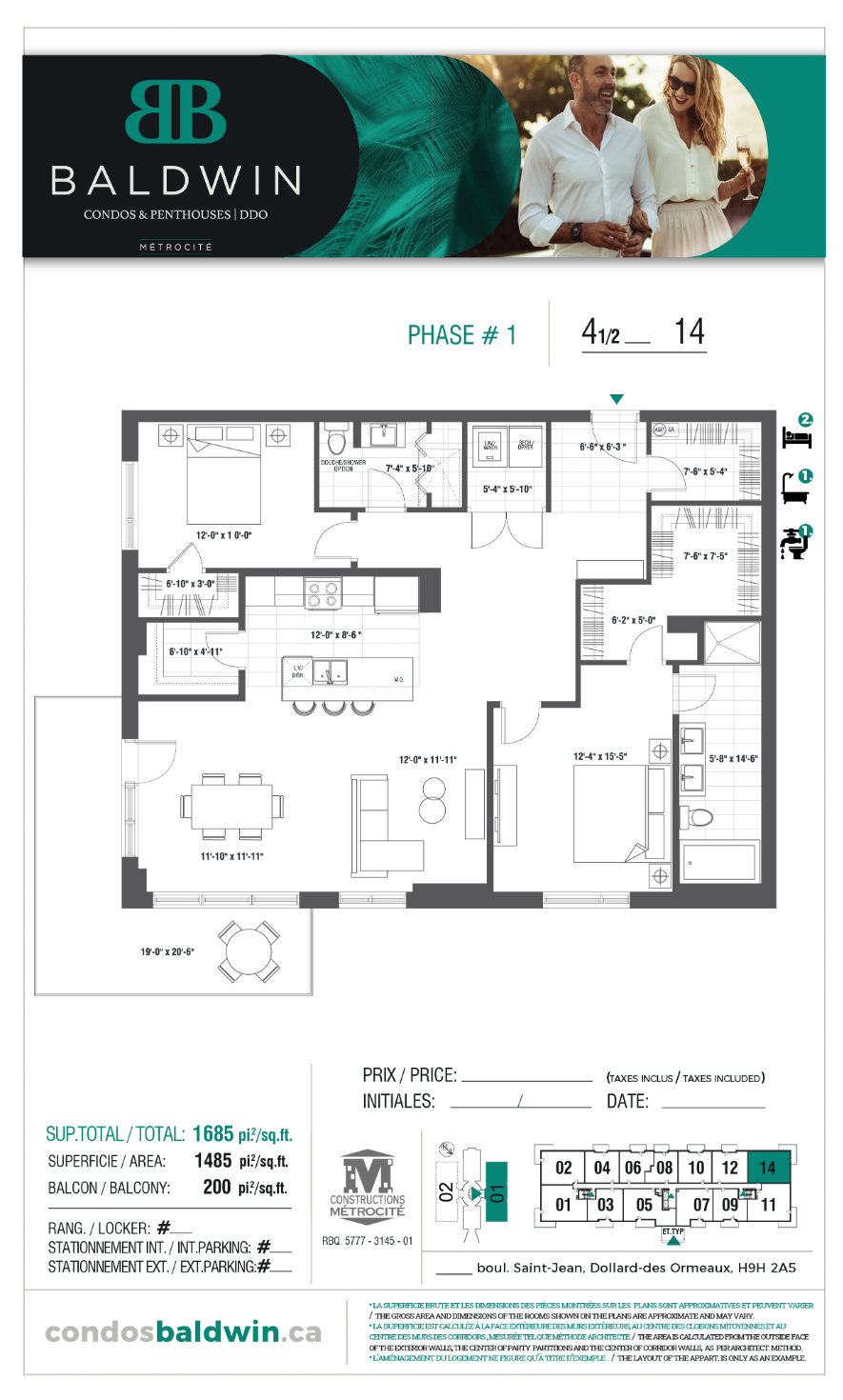 Baldwin Condos & Penthouses 314 Floor Plans and Pricing