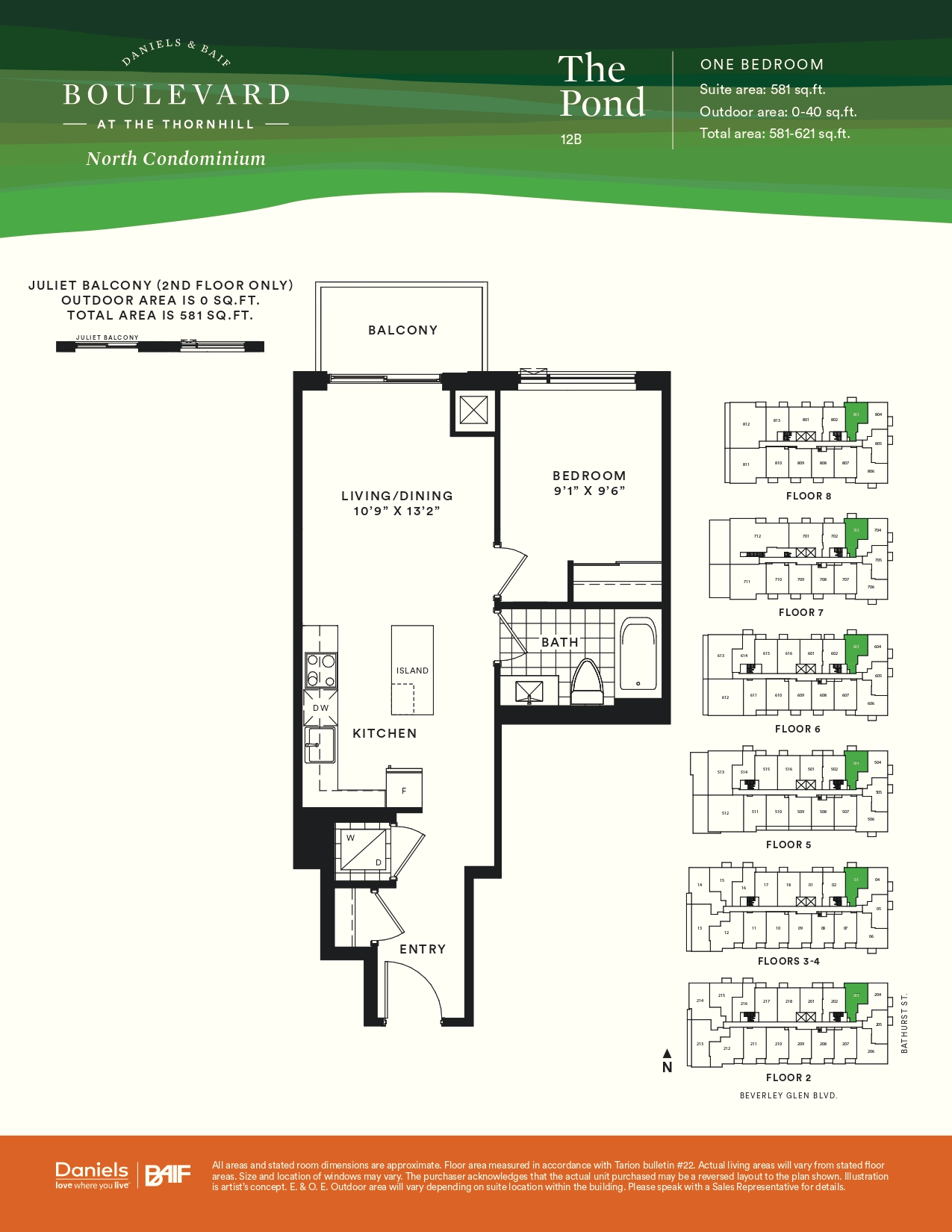 Boulevard at The Thornhill The Pond Floor Plan, Vaughan ON Livabl