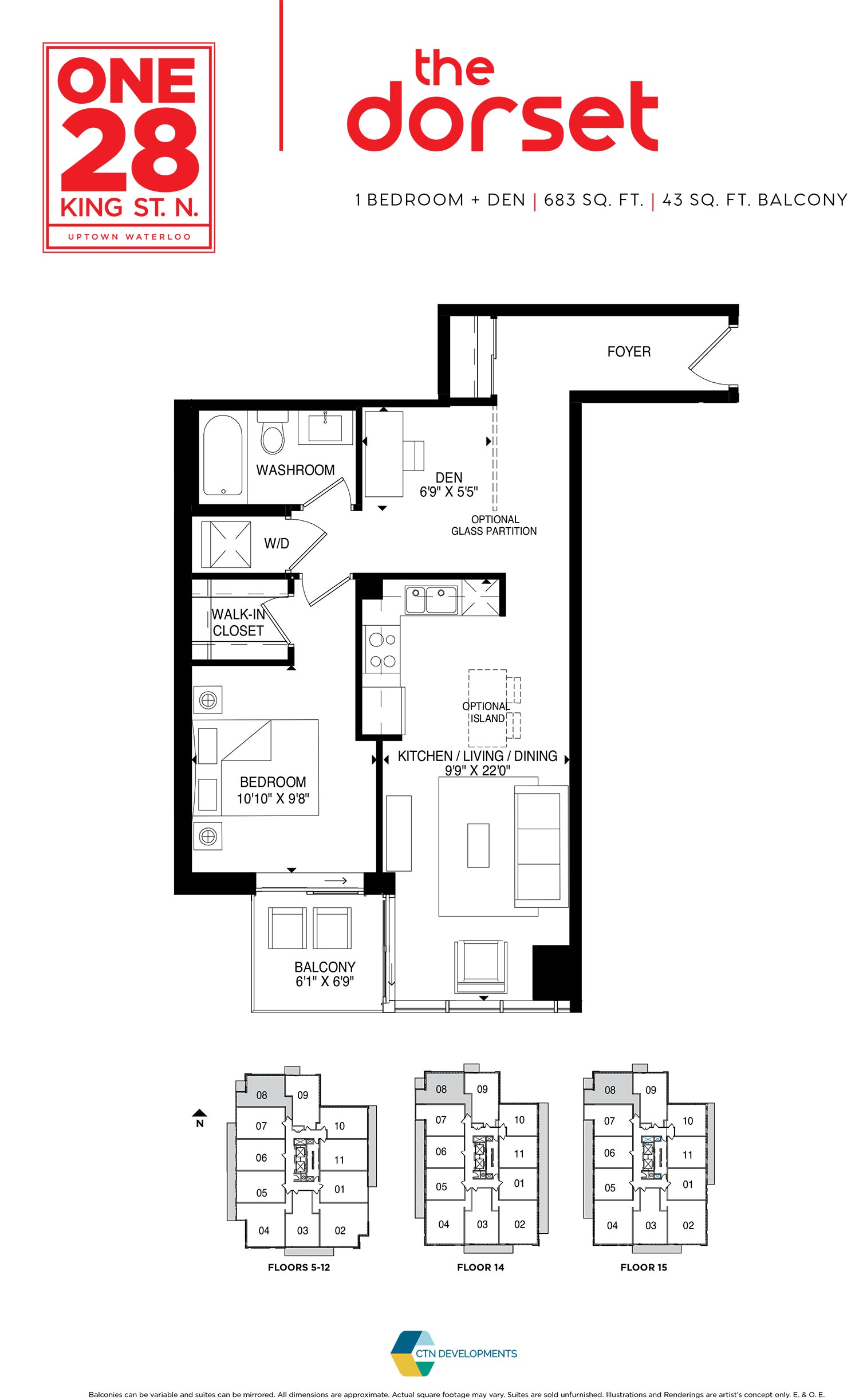 ONE28 King Street Condos Dorset Floor Plan, Waterloo ON Livabl