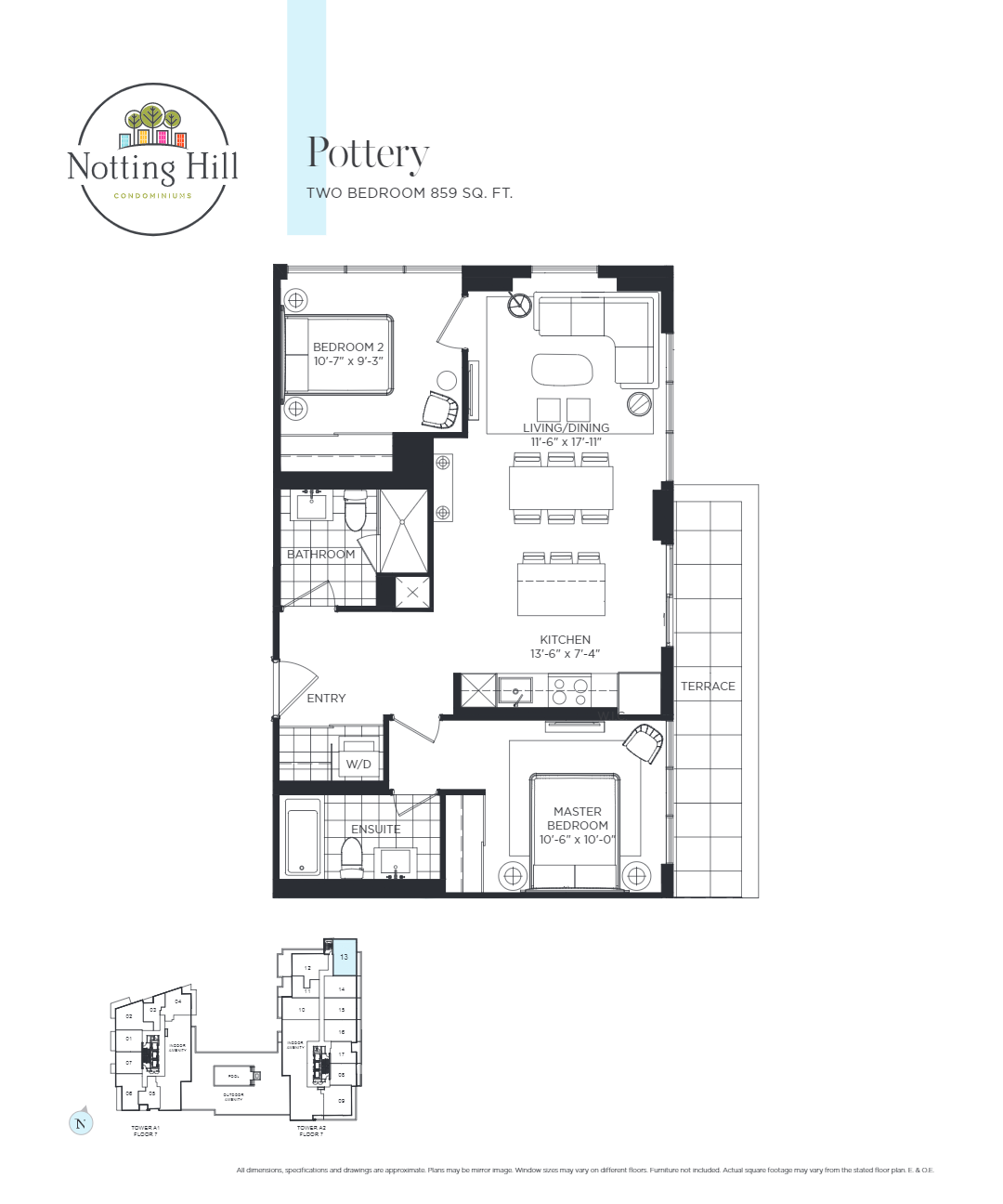 Pottery floor plan at Notting Hill Condominiums in Toronto, ON