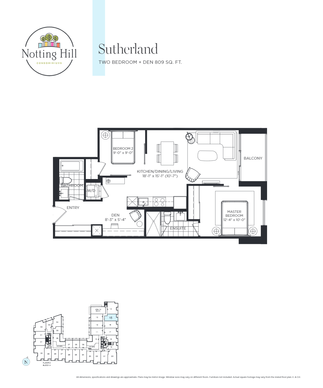 Sutherland floor plan at Notting Hill Condominiums in Toronto, ON
