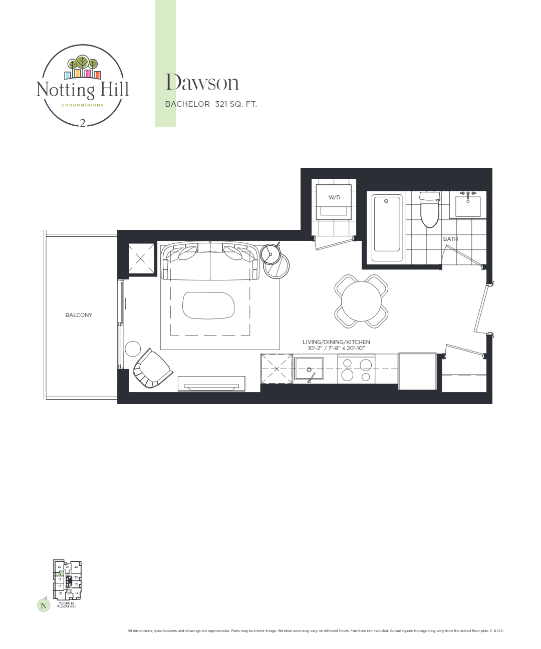 Dawson floor plan at Notting Hill Condominiums in Toronto, ON