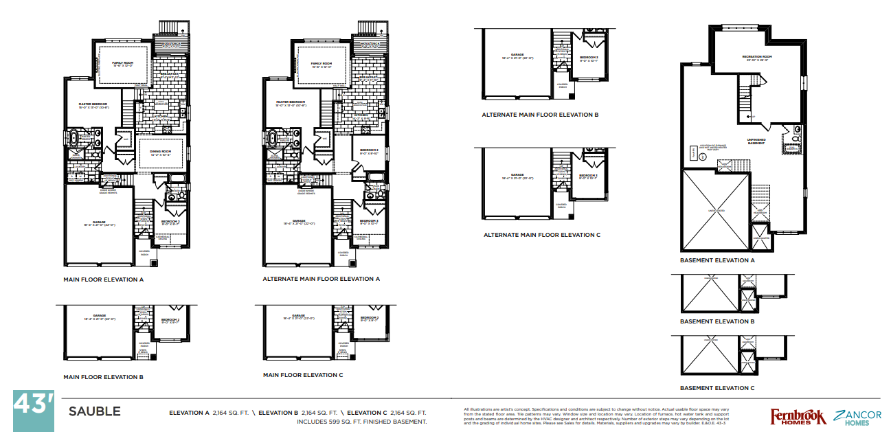 SAUBLE floor plan at River's Edge in Wasaga Beach, ON