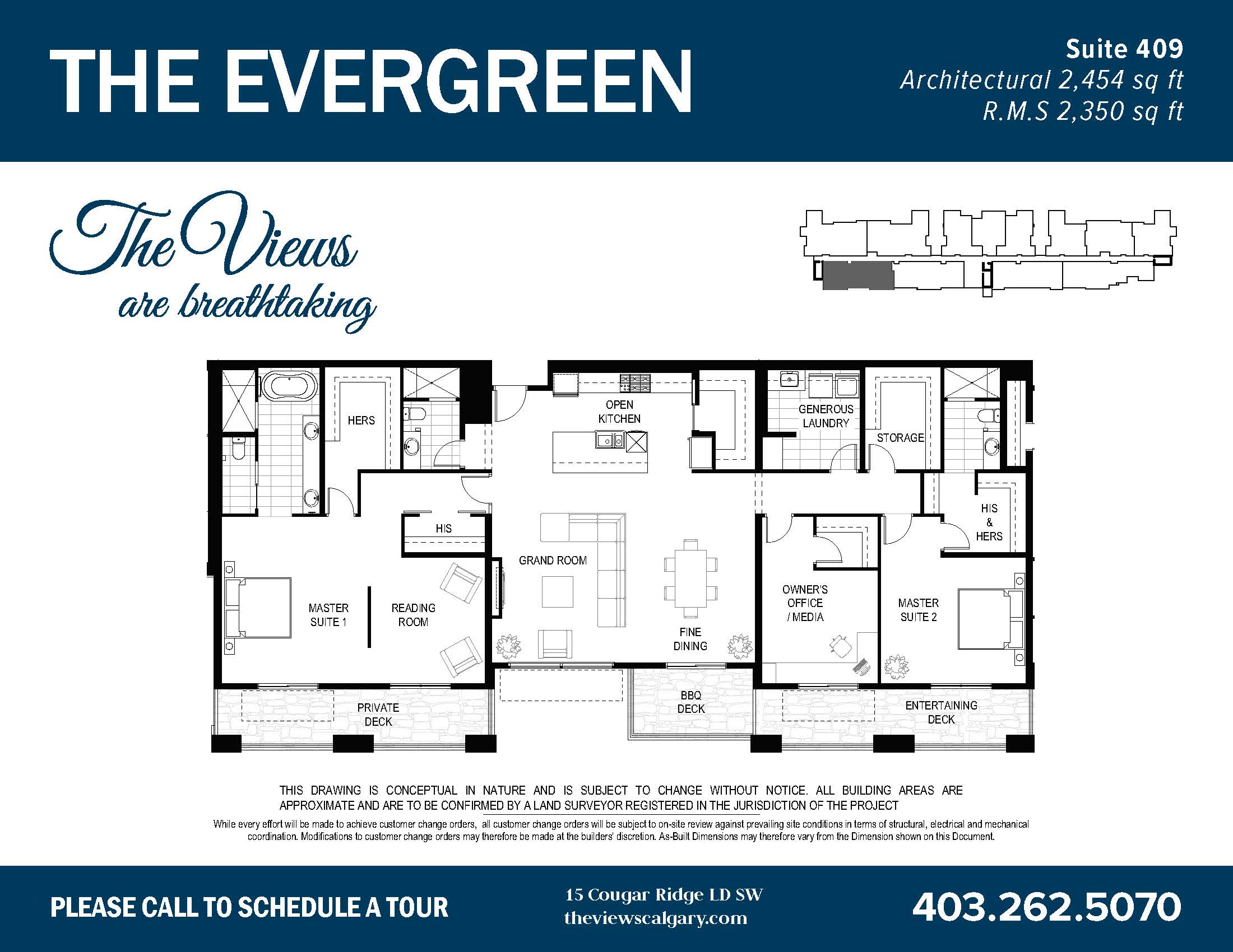 The Evergreen floor plan at The Views in Calgary, AB