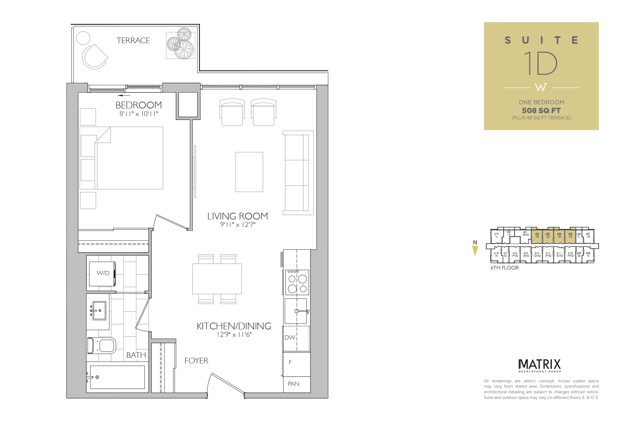 1D floor plan at Westgate on Main in Hamilton, ON