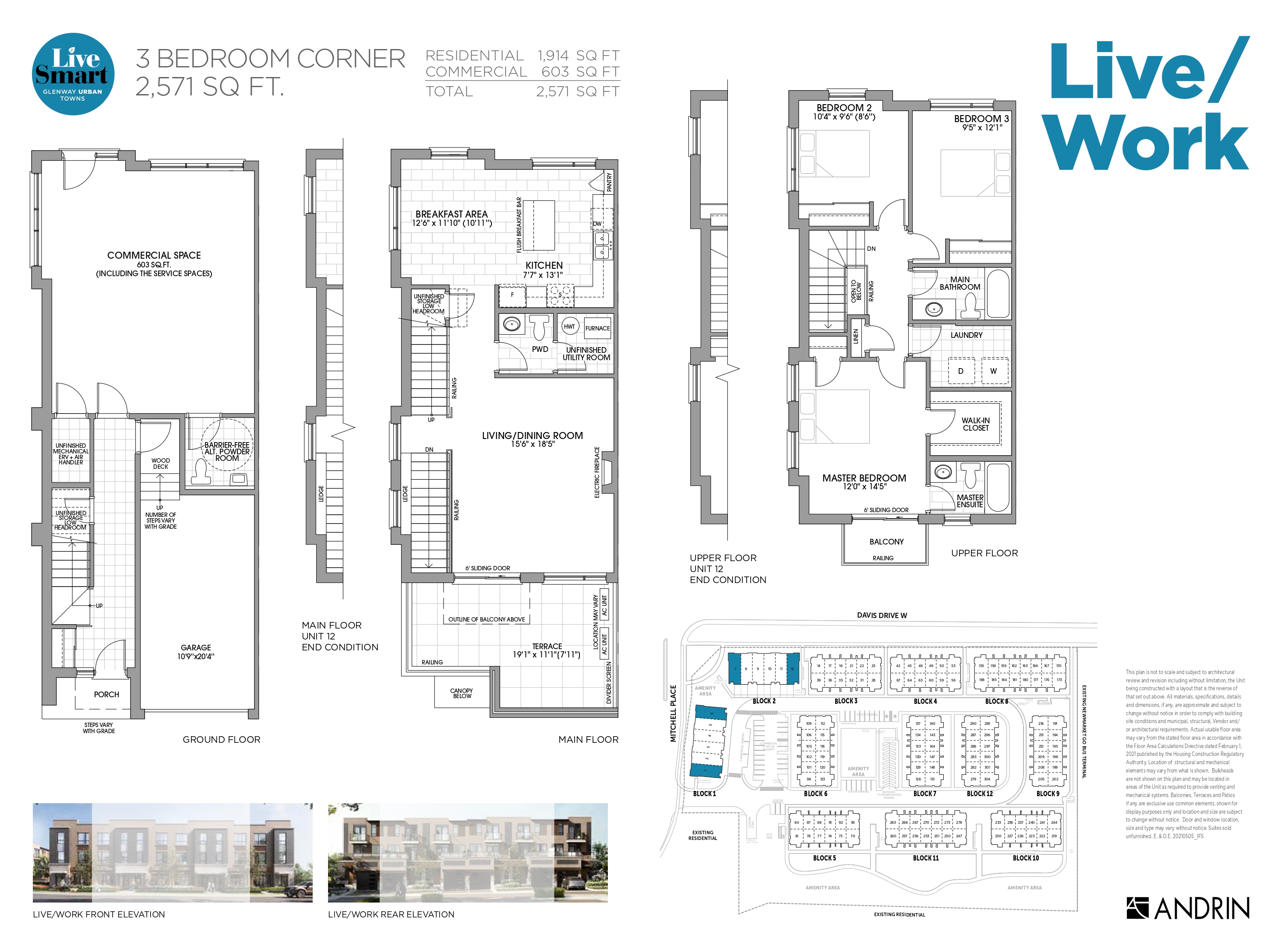 Glenway Urban Towns Live/Work Corner Floor Plan, Newmarket ON Livabl