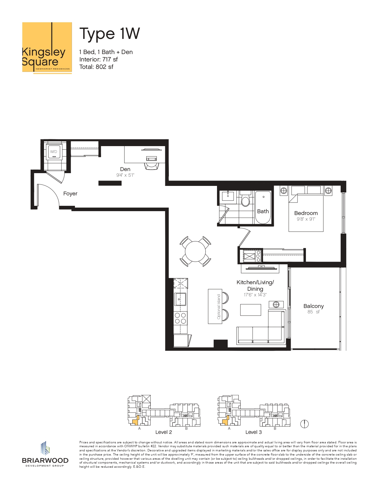 Kingsley Square 1W+D Floor Plans and Pricing