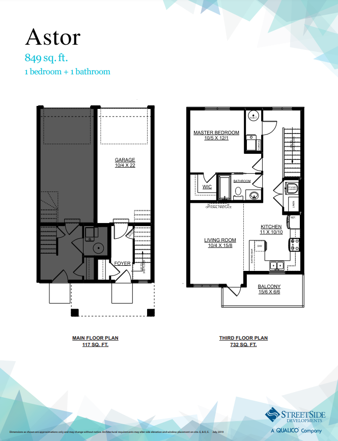 Astor floor plan at Desrochers Townhomes by StreetSide Developments in