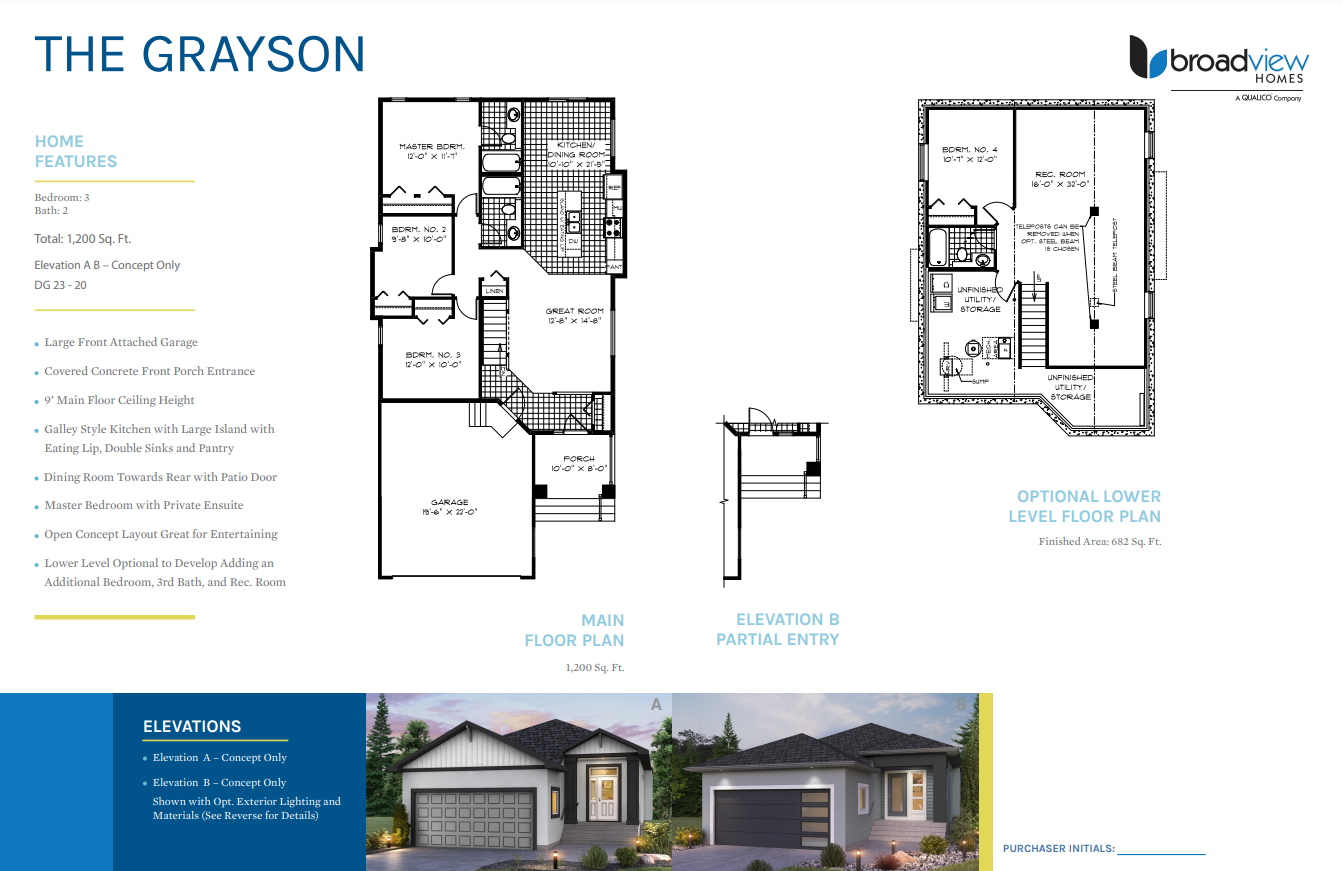 The Grayson floor plan at Sage Creek in Winnipeg, MB