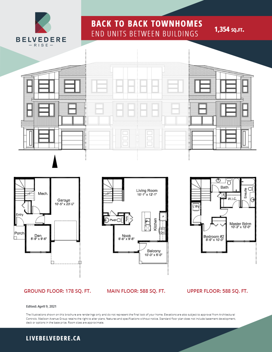 Belvedere Rise Village Townhomes End Units Floor Plans and Pricing