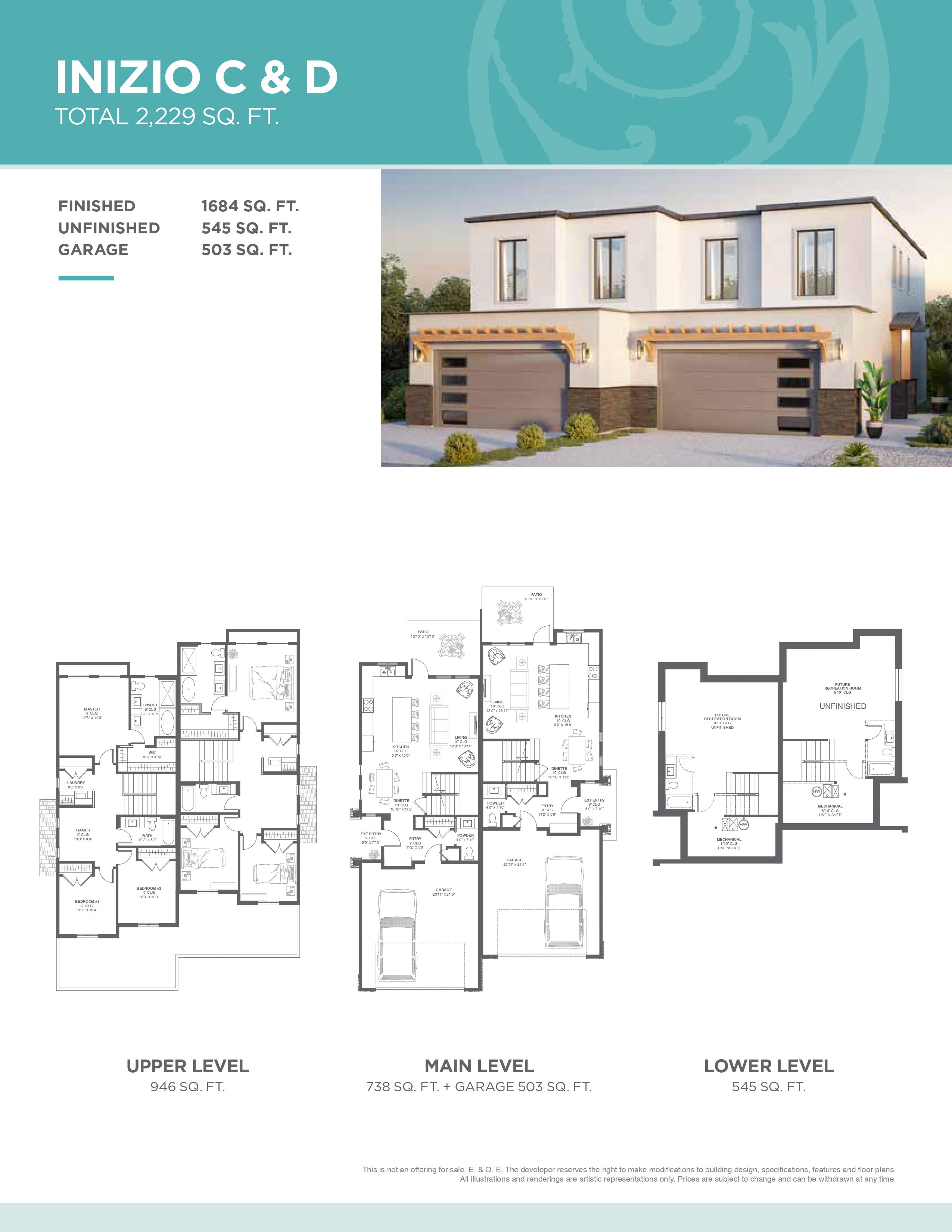 INIZIO C & D floor plan at Parkside West Harbour in Tsinstikeptum 10, BC