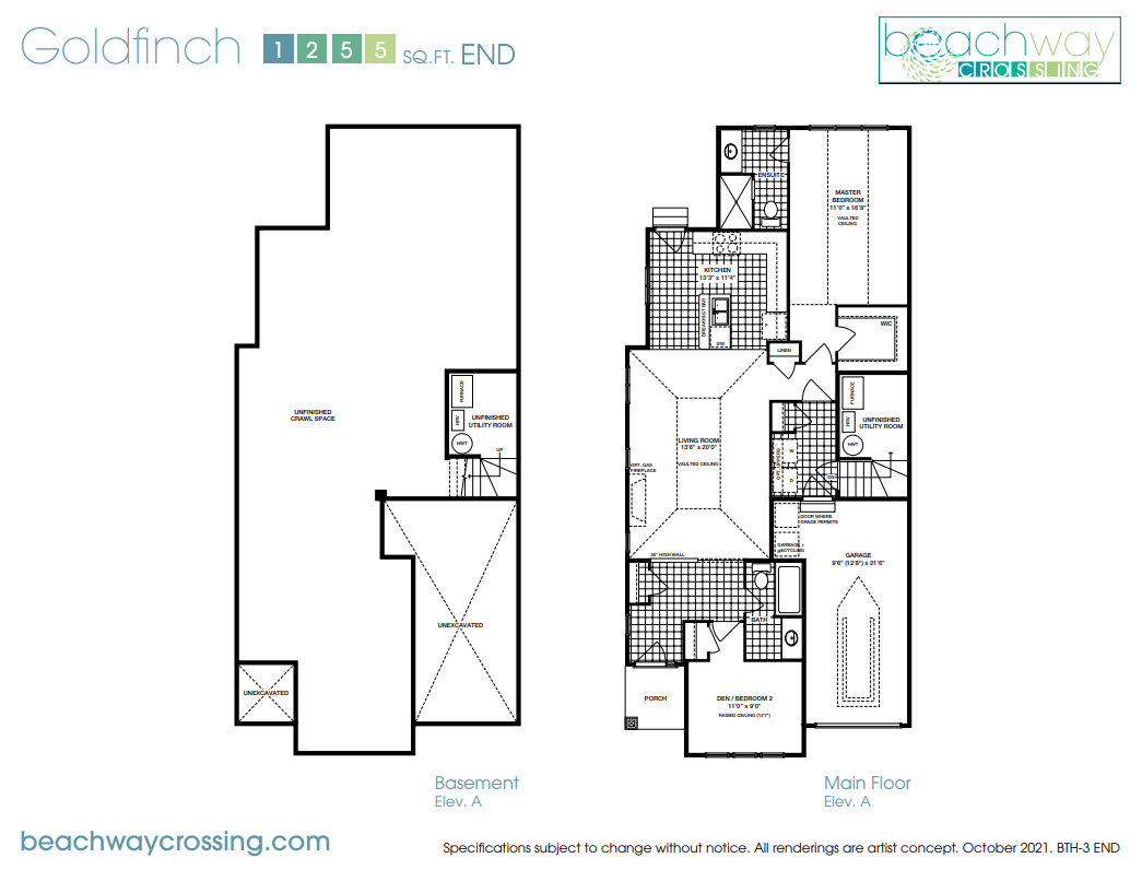 Beachway Crossing | Goldfinch END A | Floor Plans and Pricing
