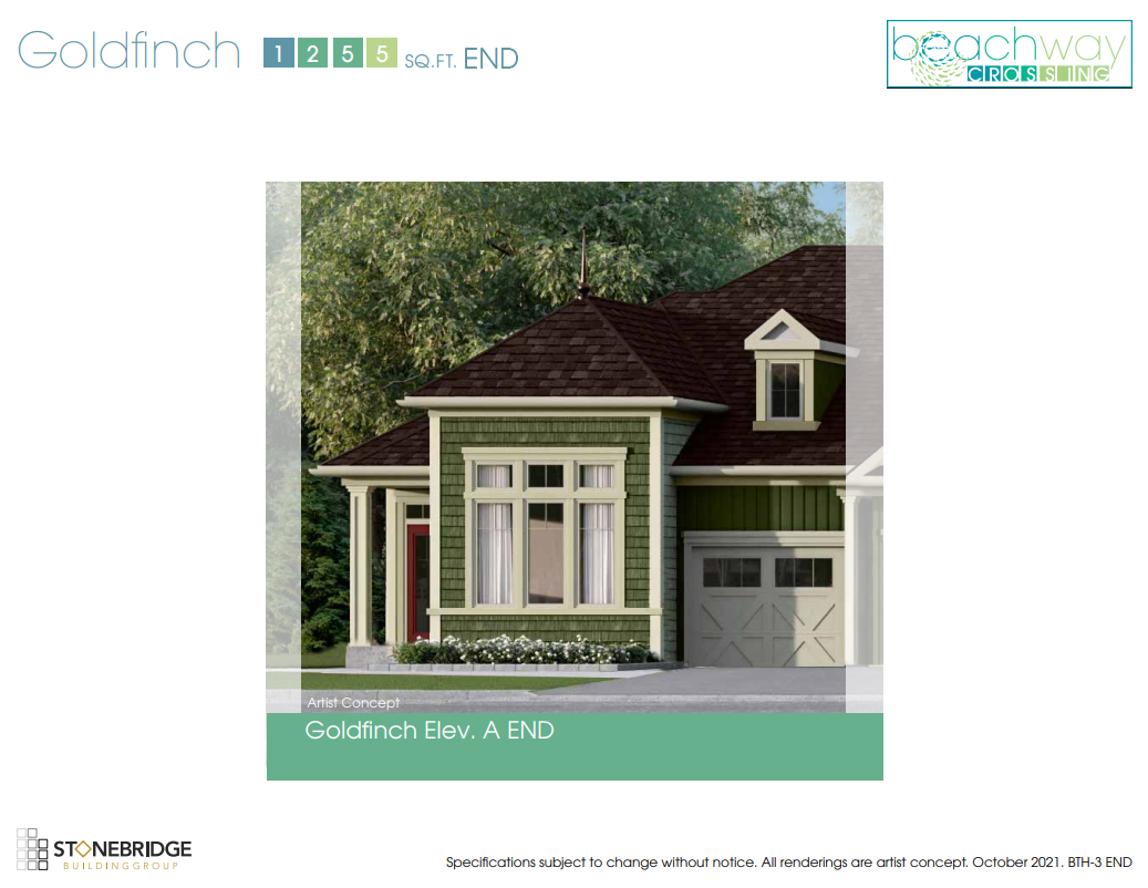 Beachway Crossing | Goldfinch END A | Floor Plans and Pricing