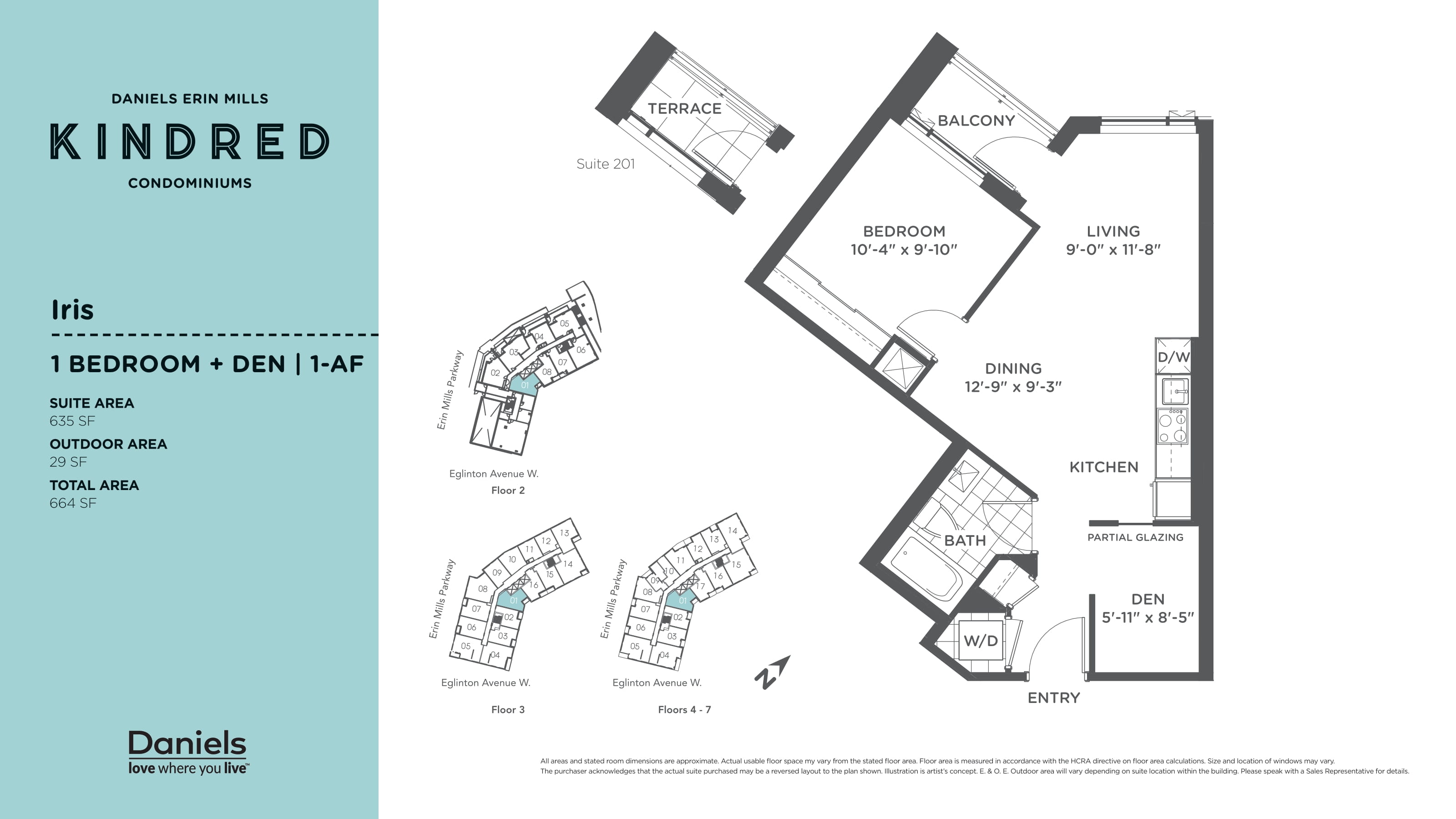 Iris floor plan at Kindred Condominiums in Mississauga, ON