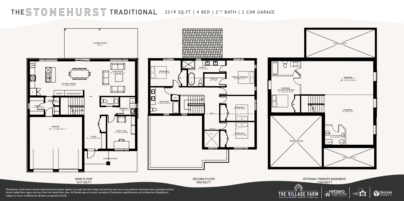 The Village Farm, Embro The Stonehurst Traditional Floor Plans
