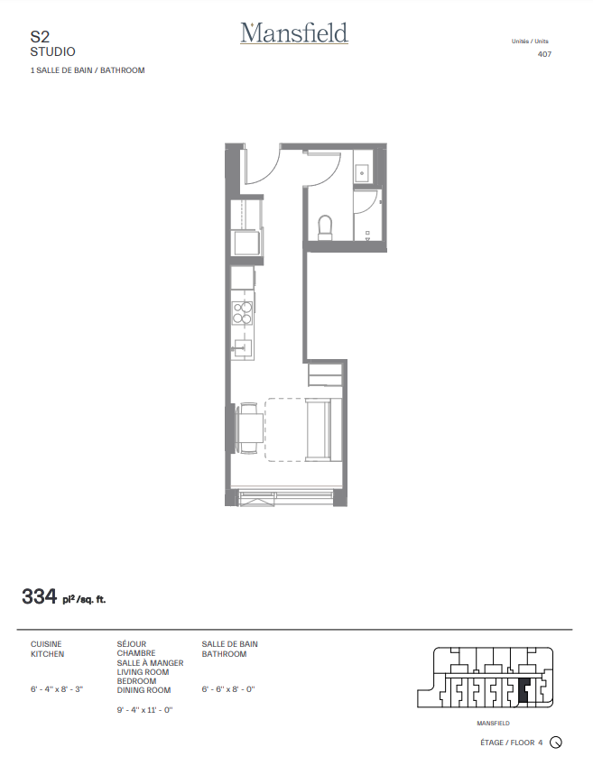 Mansfield S2 Floor Plan, Montréal QC Livabl