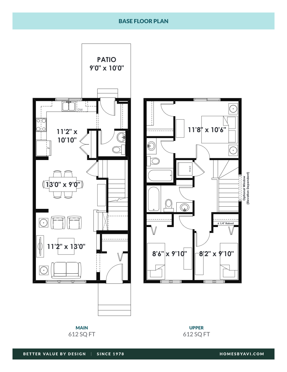 The Slate floor plan at Livingston Townhomes in Calgary, AB