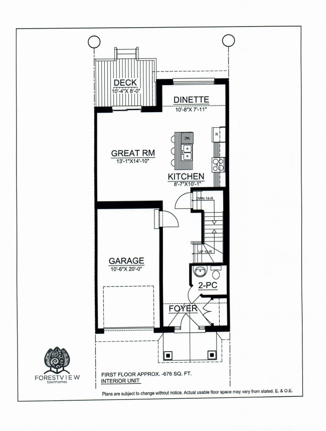 Forestview Townhomes Interior Unit Floor Plan, Niagara Falls ON Livabl
