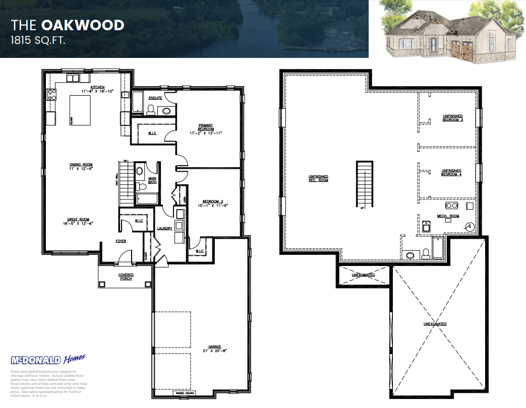 THE OAKWOOD floor plan at Haven on the Trent River in Trent Hills, ON