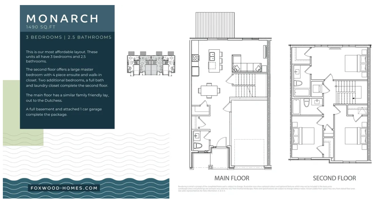 Bridgeview Townhomes Monarch Floor Plan, Fort Erie ON Livabl