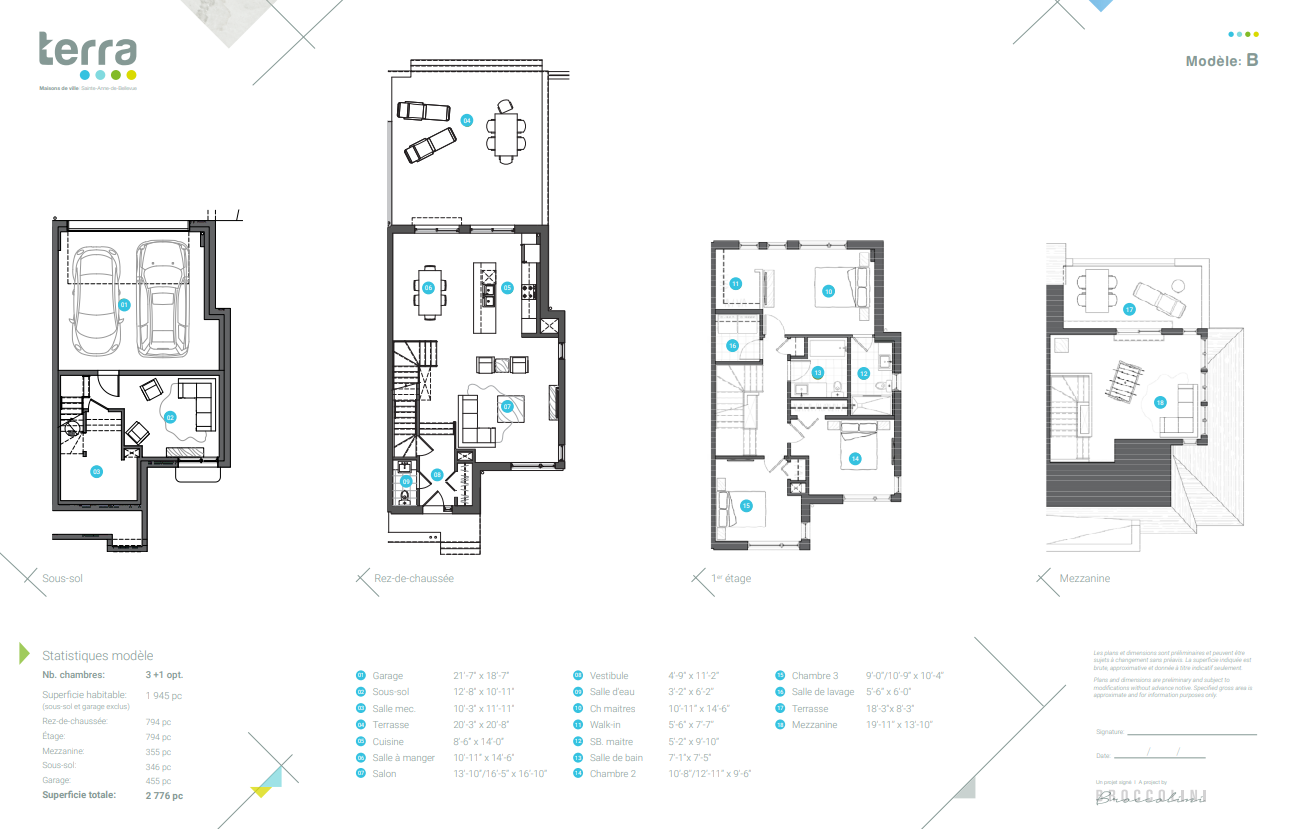 Terra Model B Floor Plan, SainteAnnedeBellevue QC Livabl