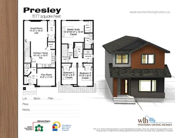 Tonewood Presley Floor Plan, Spruce Grove AB Livabl