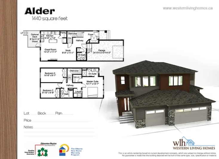 Tonewood Alder Floor Plan, Spruce Grove AB Livabl