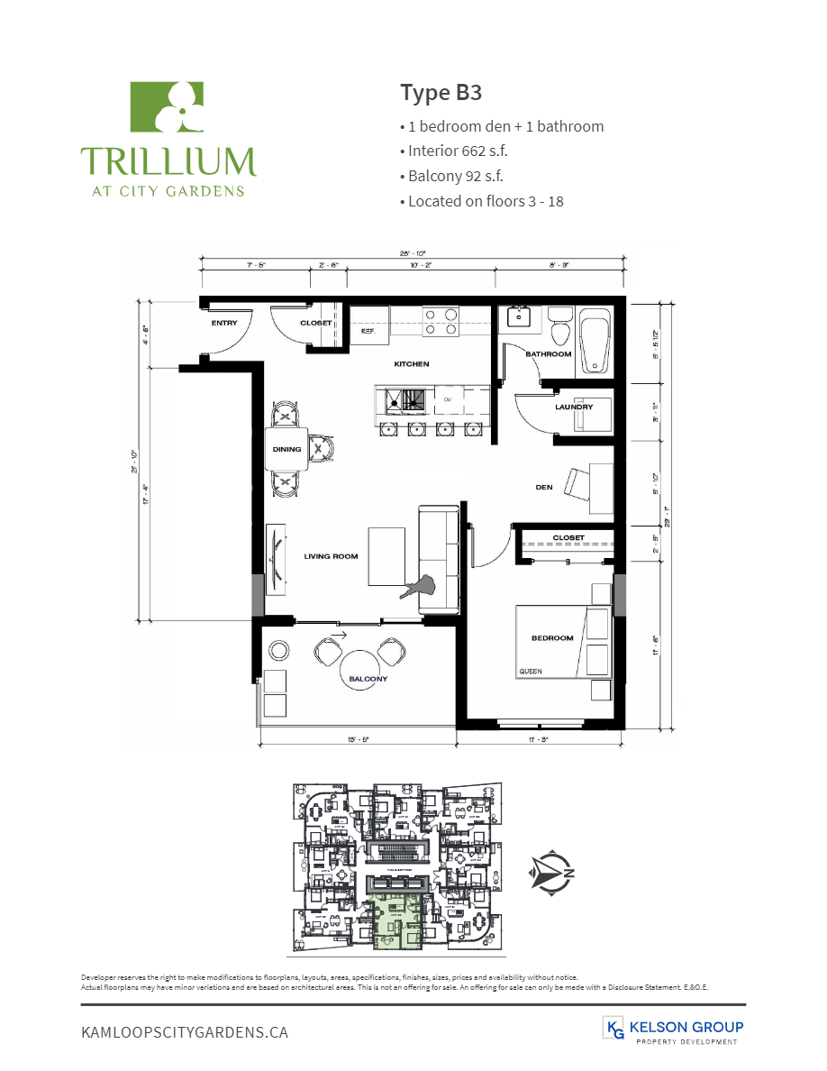 Trillium at City Gardens Type B3 Floor Plan, Kamloops BC Livabl