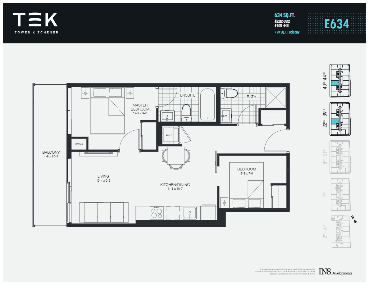 TEK Tower Kitchener E634 Floor Plan, Kitchener ON Livabl