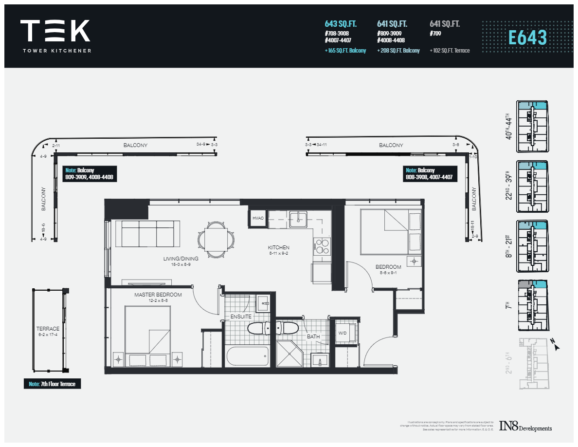 TEK Tower Kitchener E643 Floor Plan, Kitchener ON Livabl