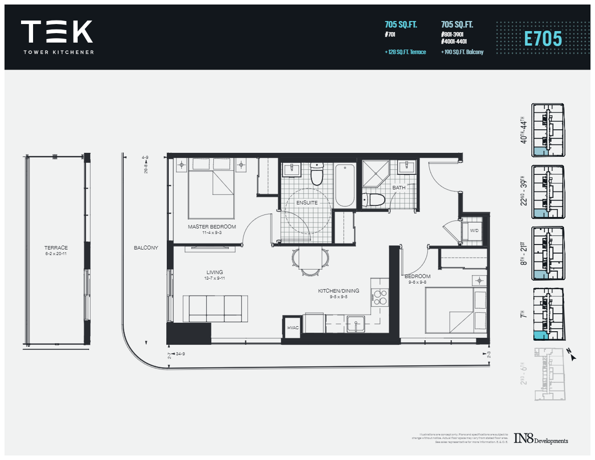 TEK Tower Kitchener E705 Floor Plan, Kitchener ON Livabl