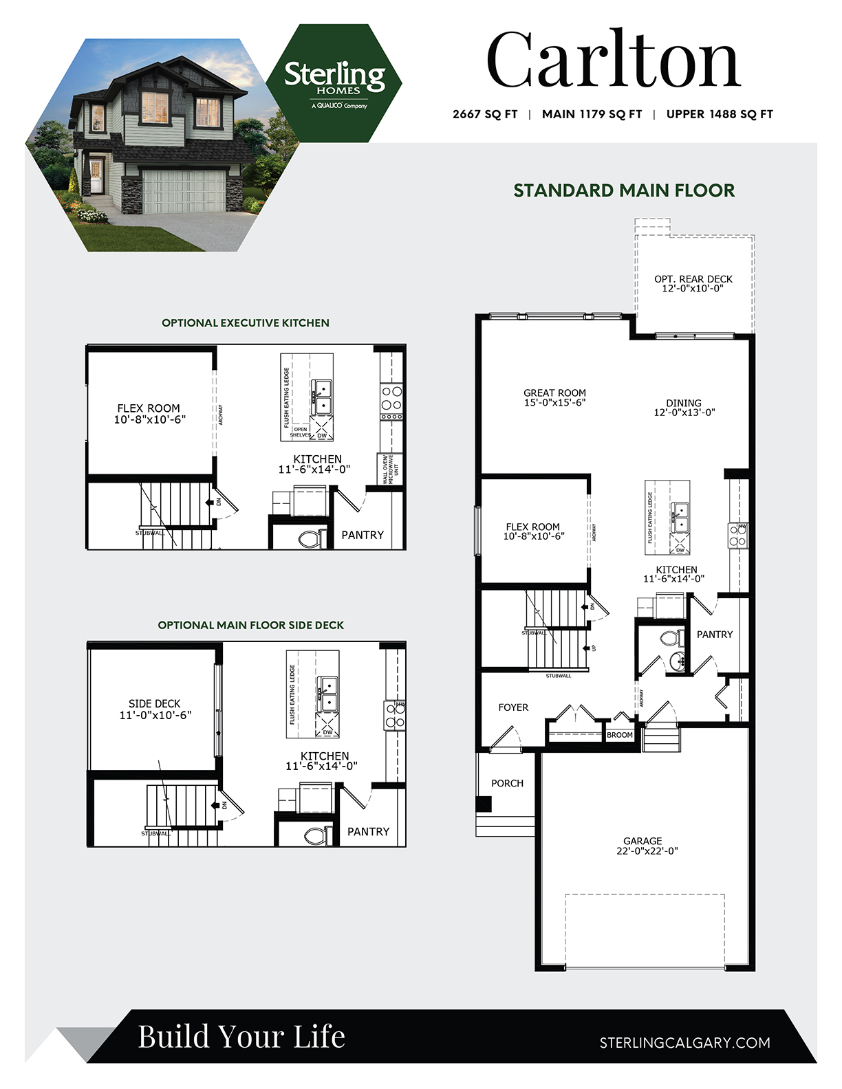 Carlton floor plan at Dawson’s Landing in Chestermere, AB