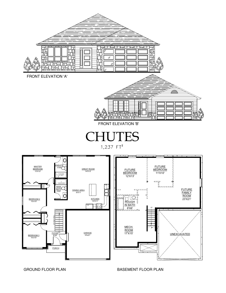 CHUTES floor plan at Potters Creek in Belleville, ON