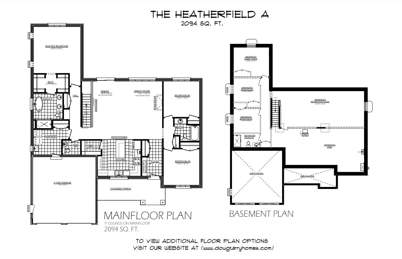 The Heatherfield floor plan at Eagle Ridge in St. Thomas, ON