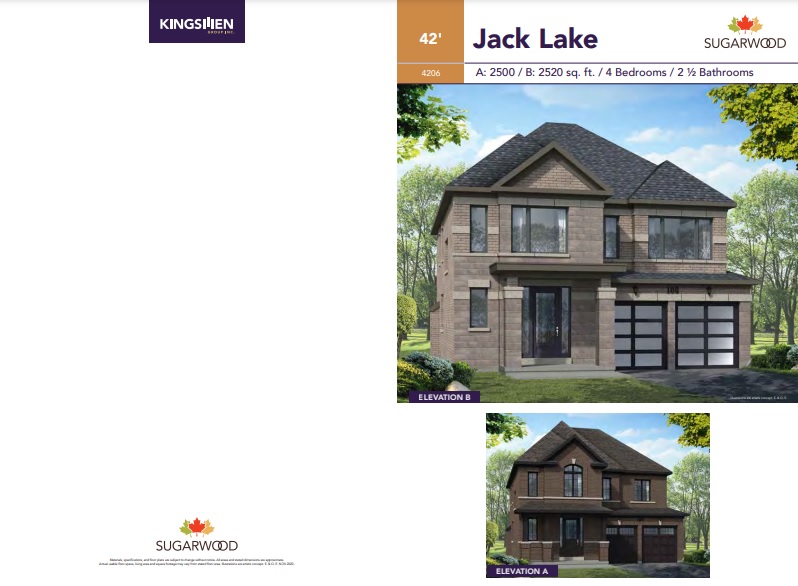 Jack Lake floor plan at Sugarwood Phase 1 in Kawartha Lakes, ON