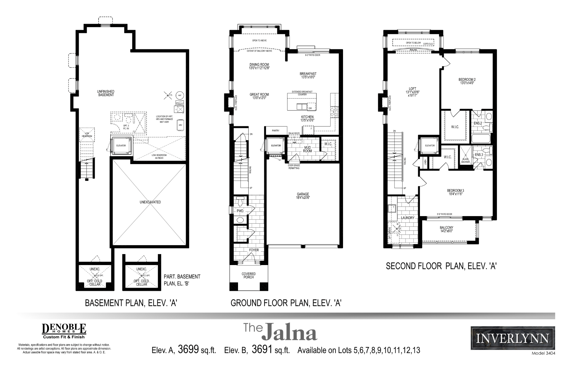 Jalna Elevation B floor plan at Inverlynn in Whitby, ON